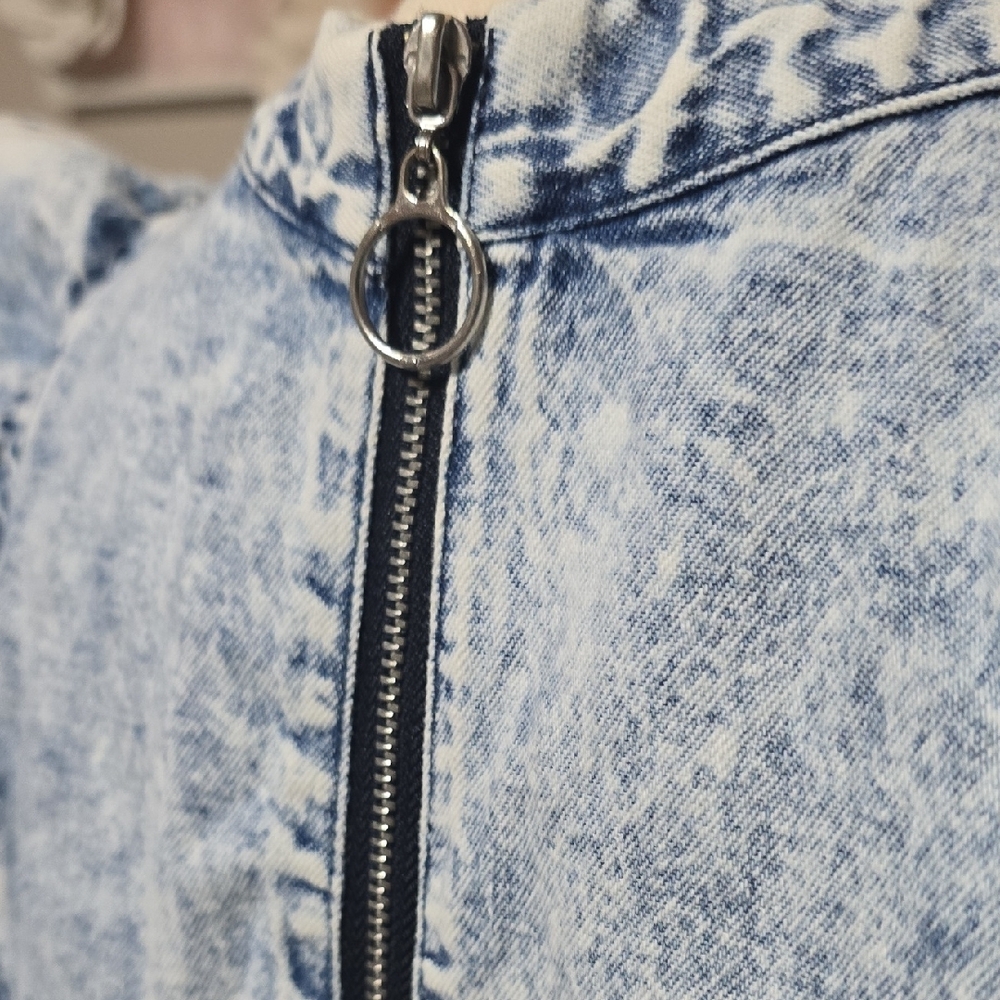 Denim Ruffle Women's Top - Picture 3 of 7